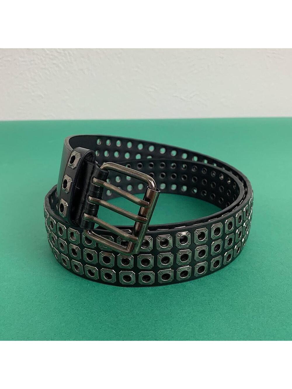 Cyber y2k 2000s vintage style dark silver studded belt. Nice quality. 42 inches